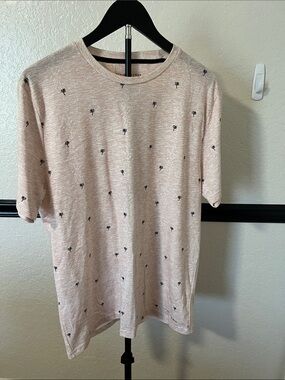 Denim & Flower Light Pink Palm-Print Short Sleeve Tee Men’s XL